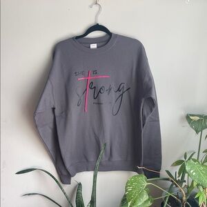 Inspirational Hanes Gray Sweatshirt with Pink Accent